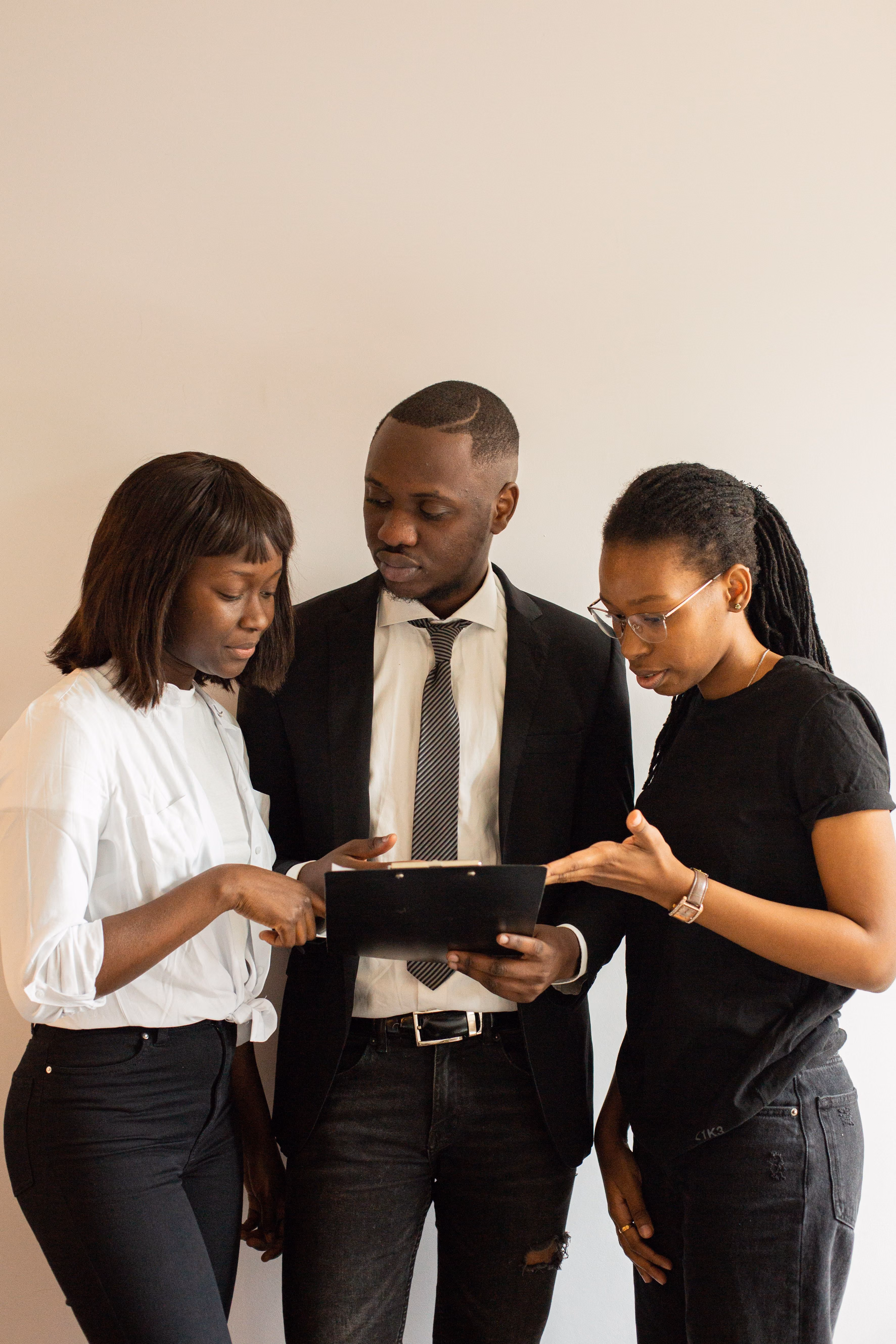 Job seekers reviewing a resume together